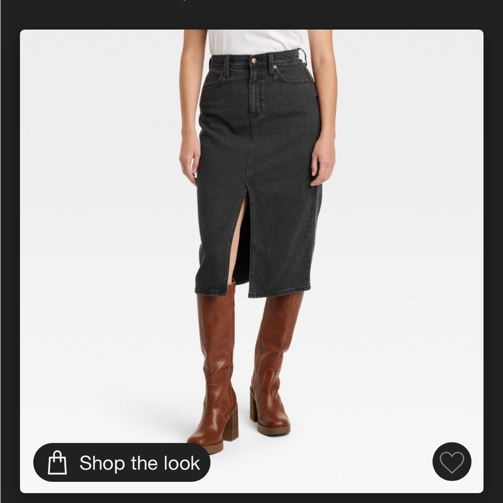 Universal Thread Black Denim Midi Skirt